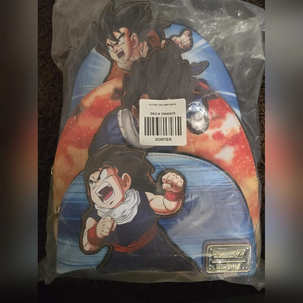 Loungefly Dragon Ball Z Triple Pocket Backpack BRAND NEW NWT Goku Vegeta Gohan. - Picture 7 of 10